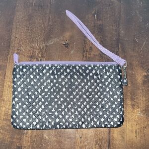 Thirty One Brand Black, White and Purple Wristlet.